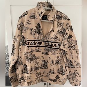 Ell and Emm J’ADORE L’amour pattern half zip sweatshirt